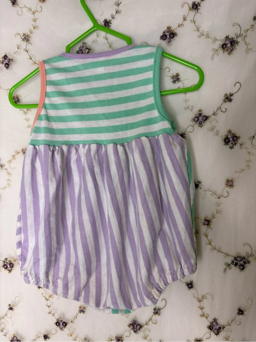 Vintage Pastel Striped Baby Romper with Bows